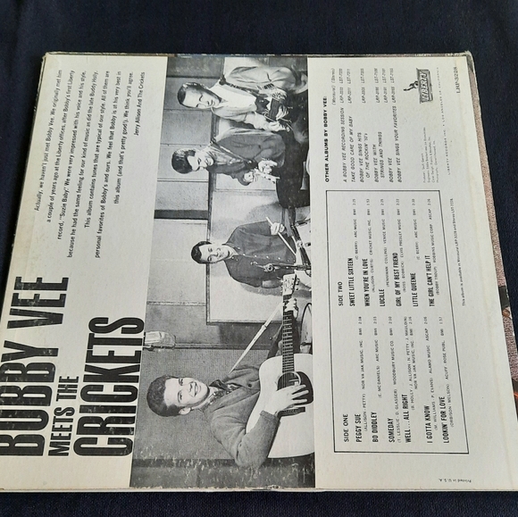 Bobby Vee- Meets The Crickets, Mono Vinyl LP, 1963 - Picture 5 of 9